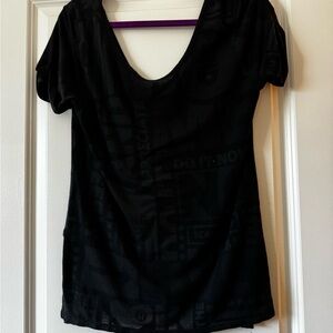 lululemon athletica mantra vintage Black Scoop Neck Short Sleeve Top